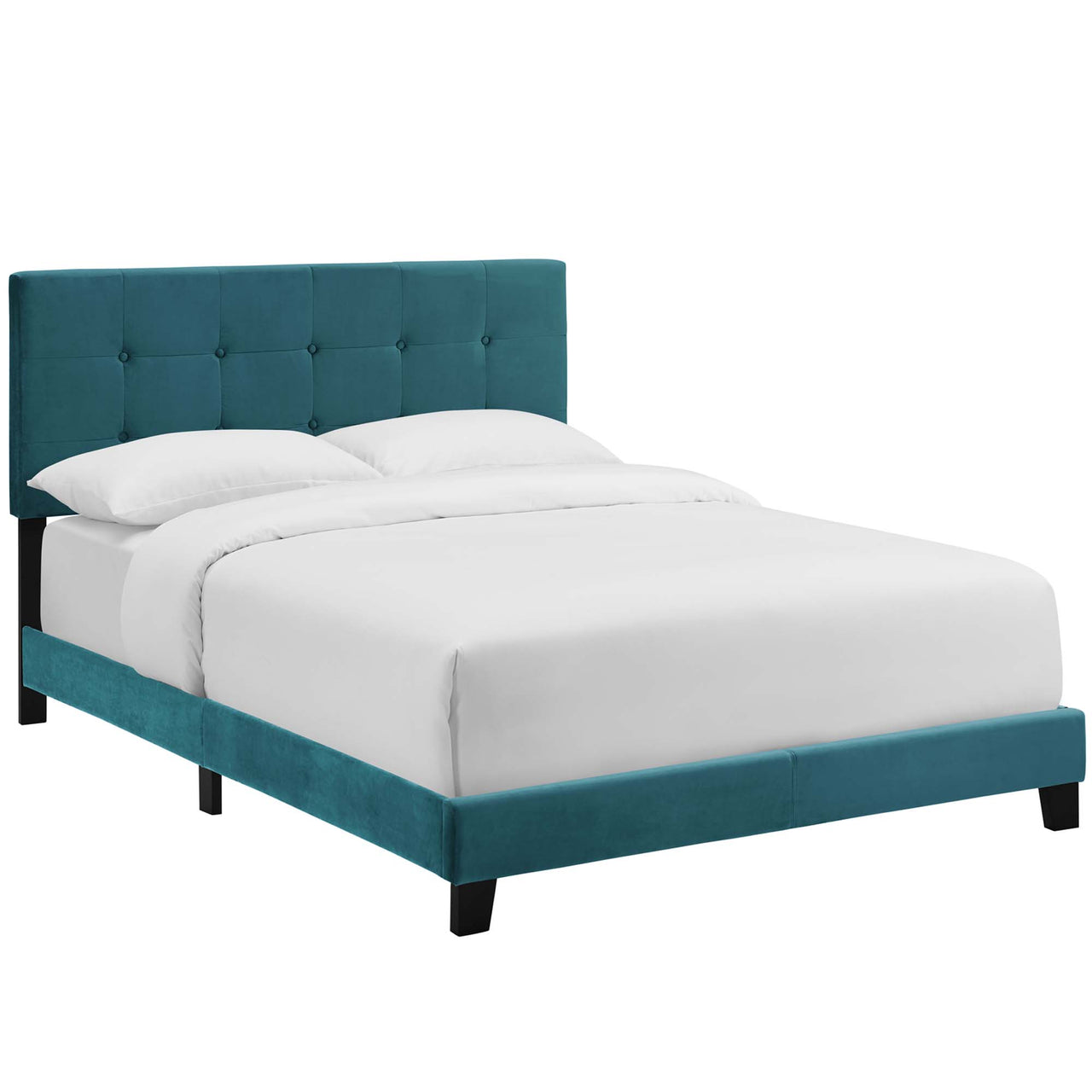 Amirada Velvet Queen Bed, Caspian Blue