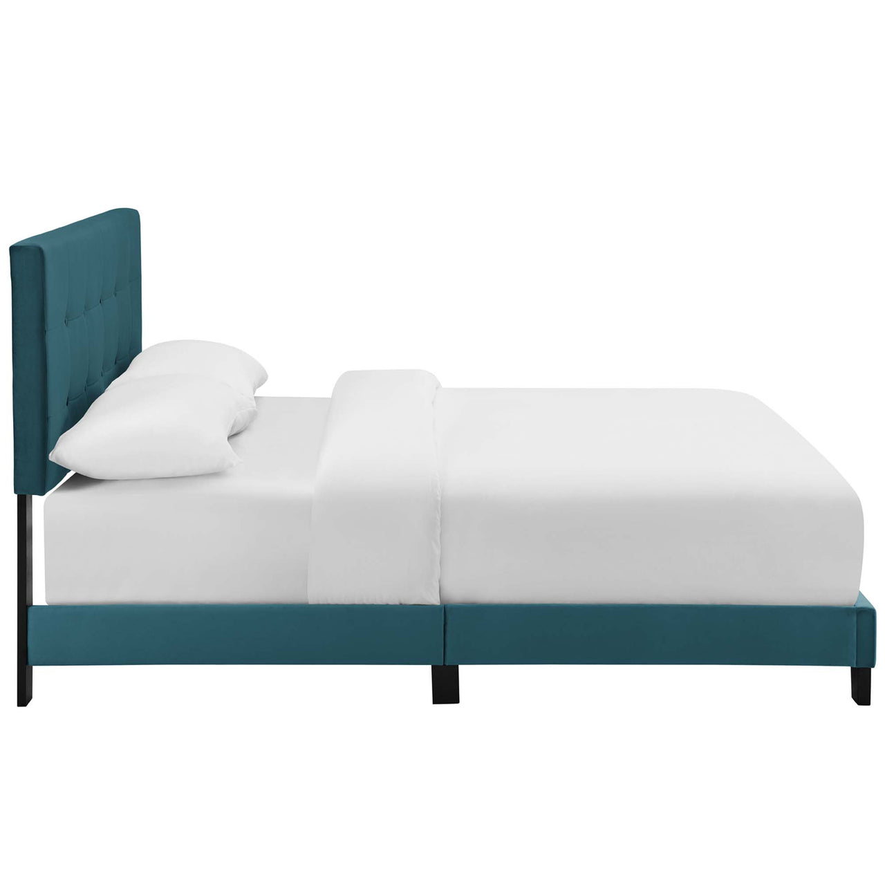 Amirada Velvet Queen Bed, Caspian Blue