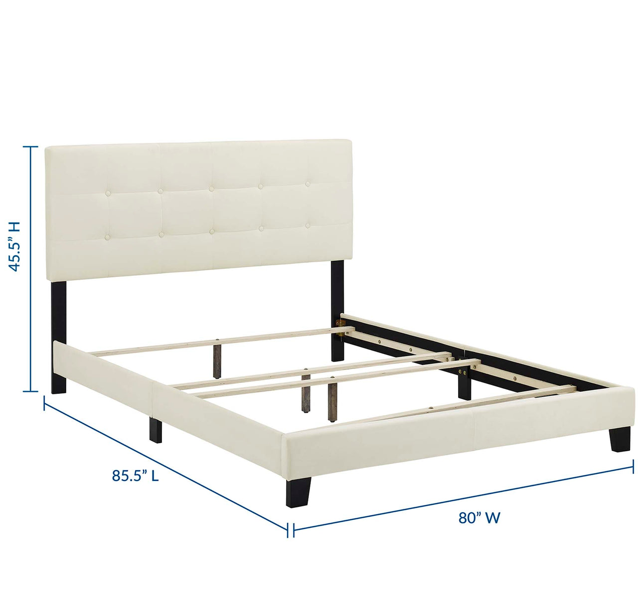 Amirada Velvet King Bed, Ivory