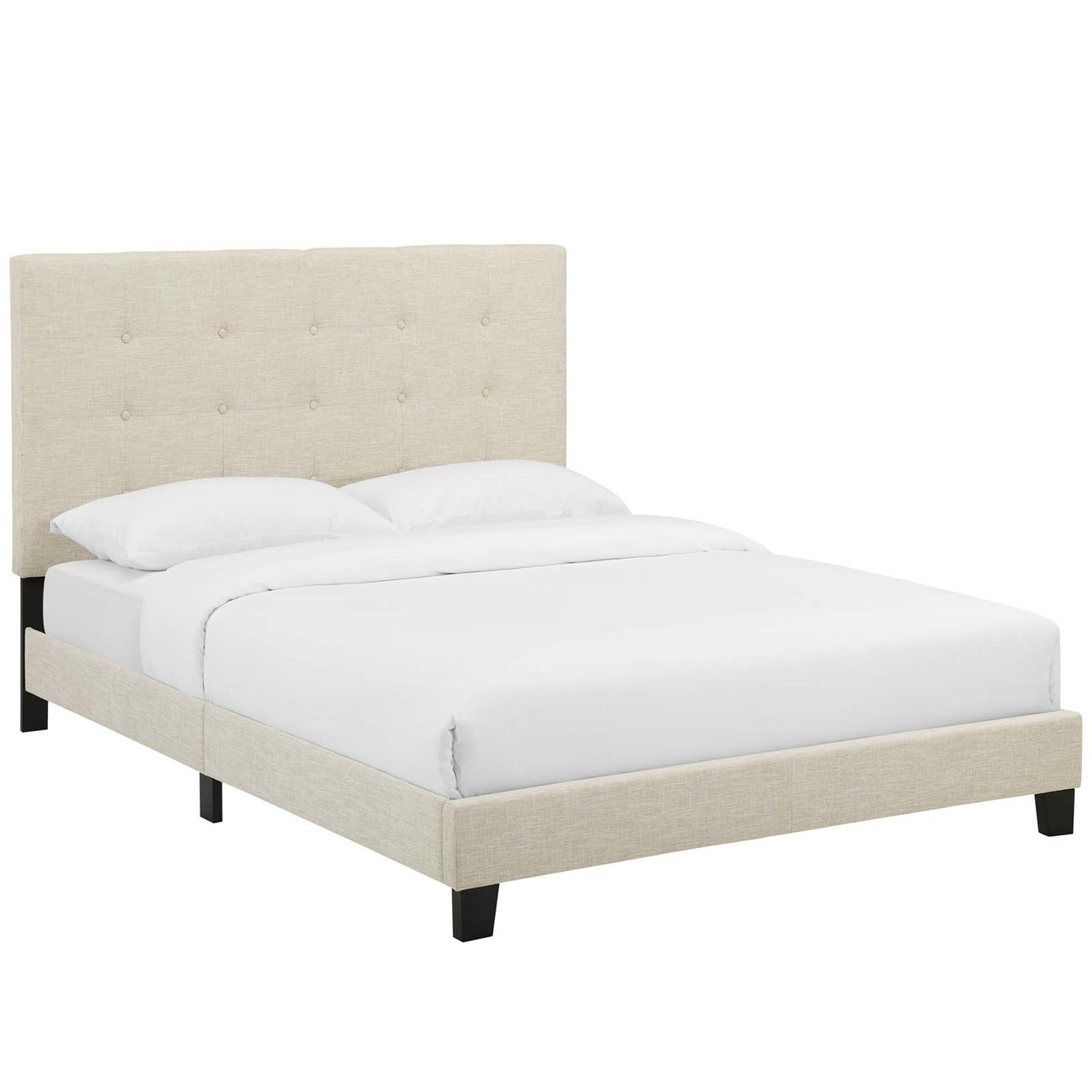 Melissa Fabric Full Platform Bed, Beige