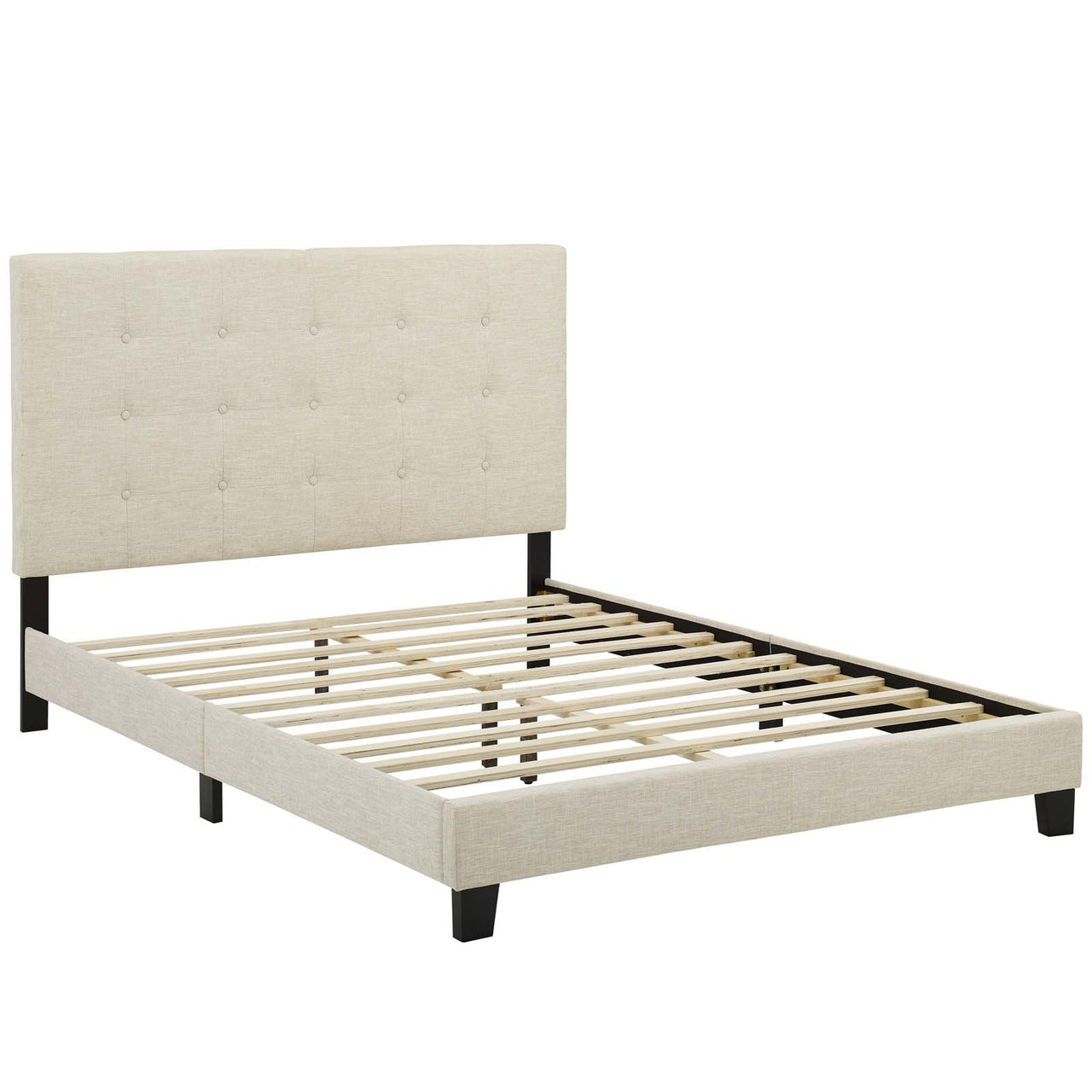 Melissa Fabric Full Platform Bed, Beige