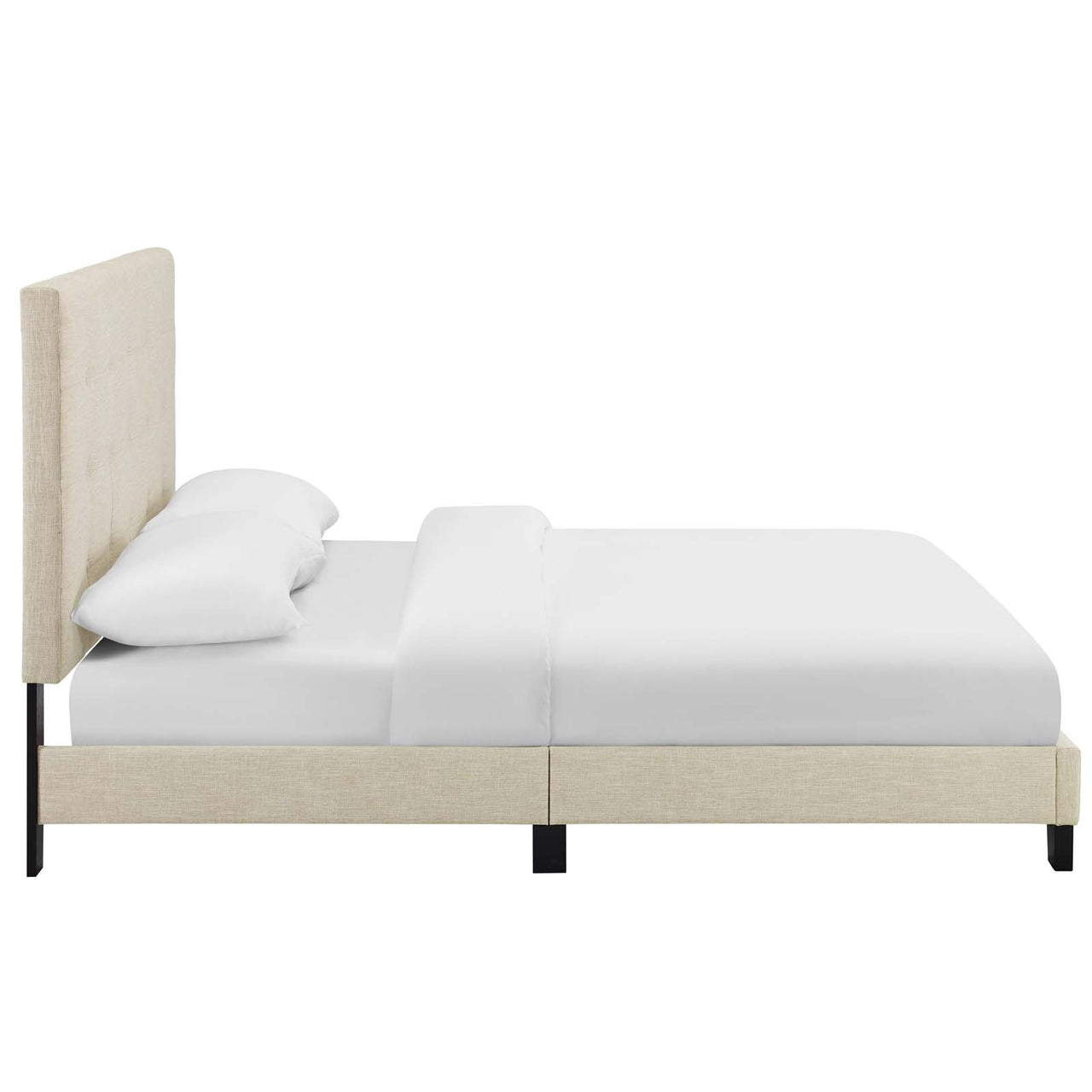 Melissa Fabric Full Platform Bed, Beige