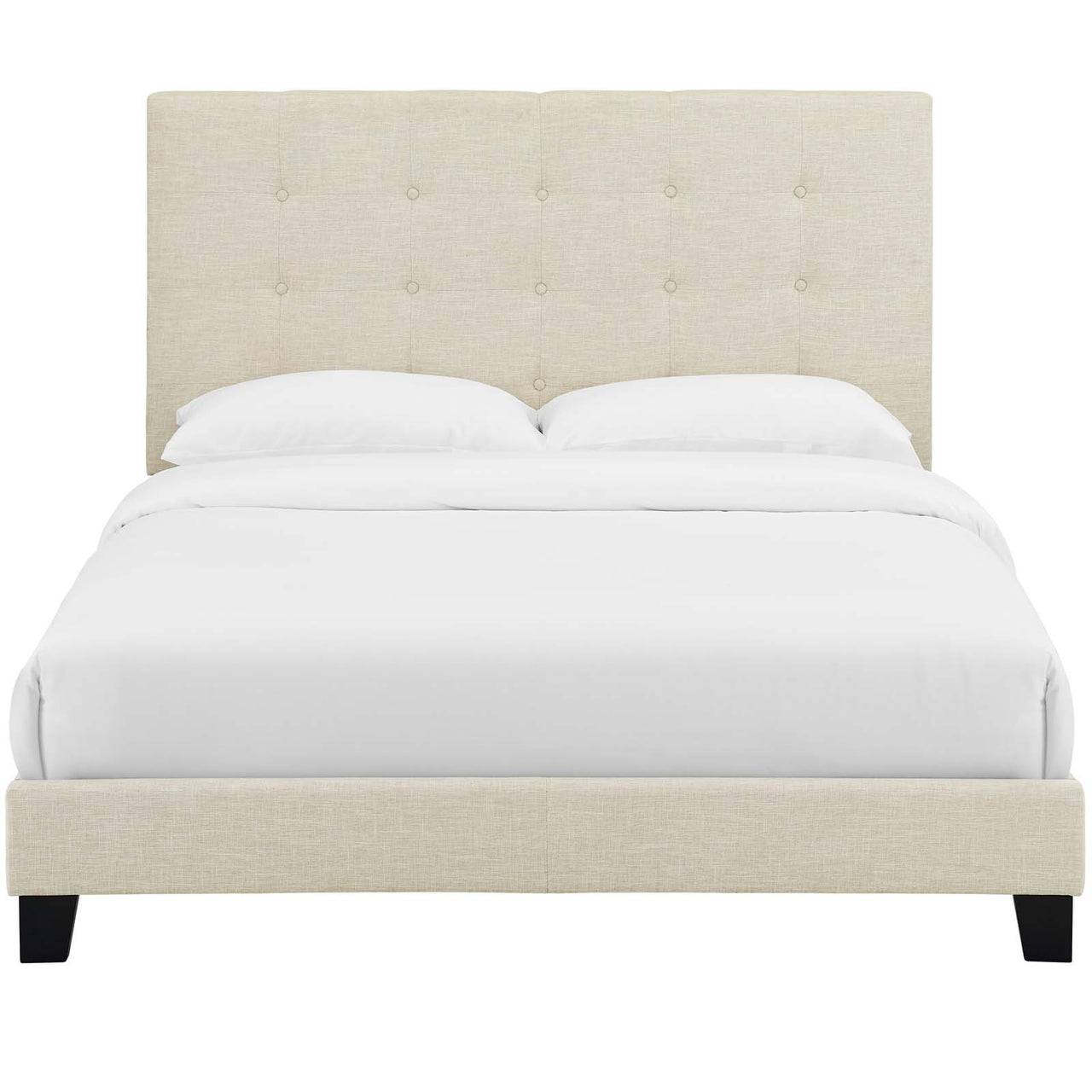 Melissa Fabric Full Platform Bed, Beige
