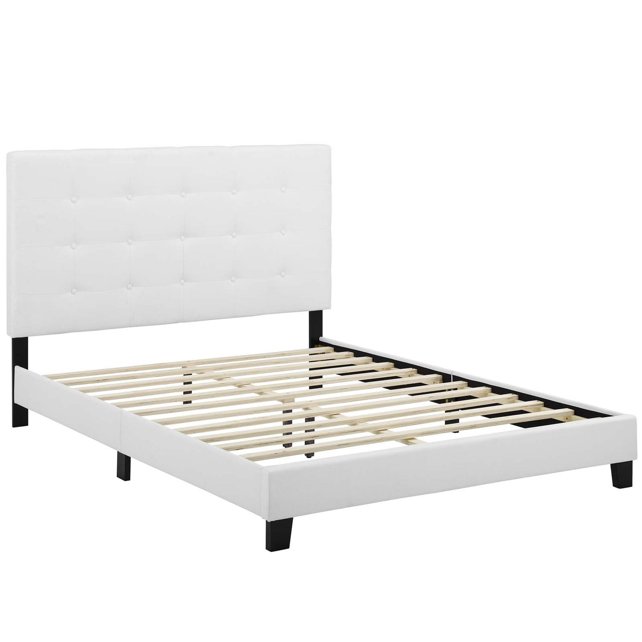 Melissa Fabric Full Platform Bed, White
