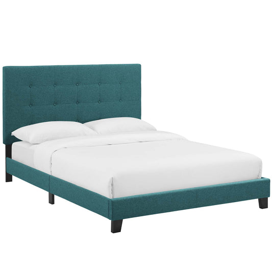 Melissa Fabric Queen Platform Bed, Teal