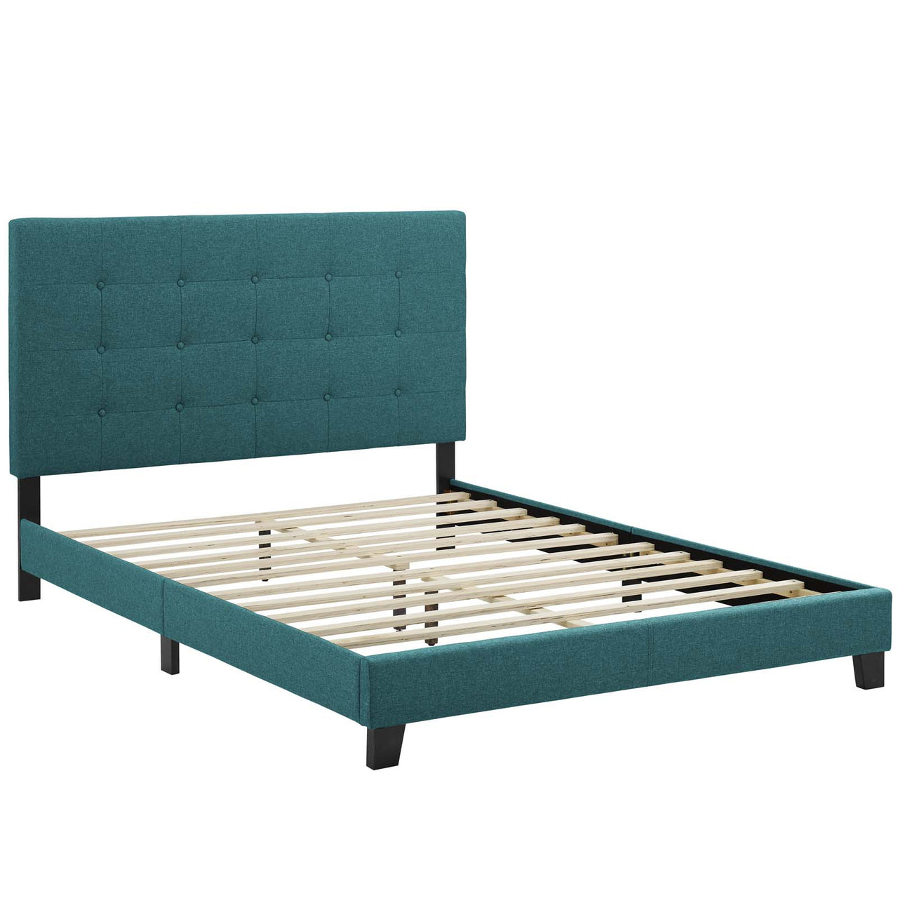 Melissa Fabric Queen Platform Bed, Teal