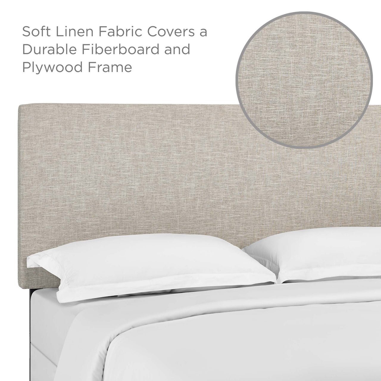 Tylea Linen Fabric Full | Queen Headboard, Beige