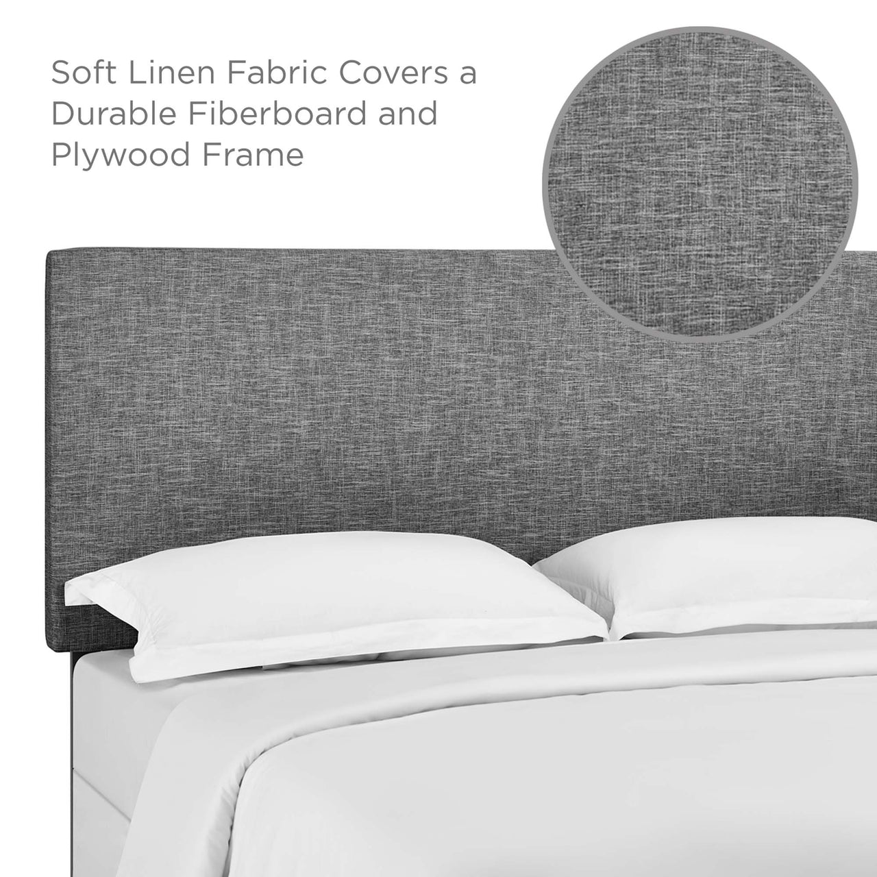 Tylea Linen Fabric Full | Queen Headboard, Light Gray