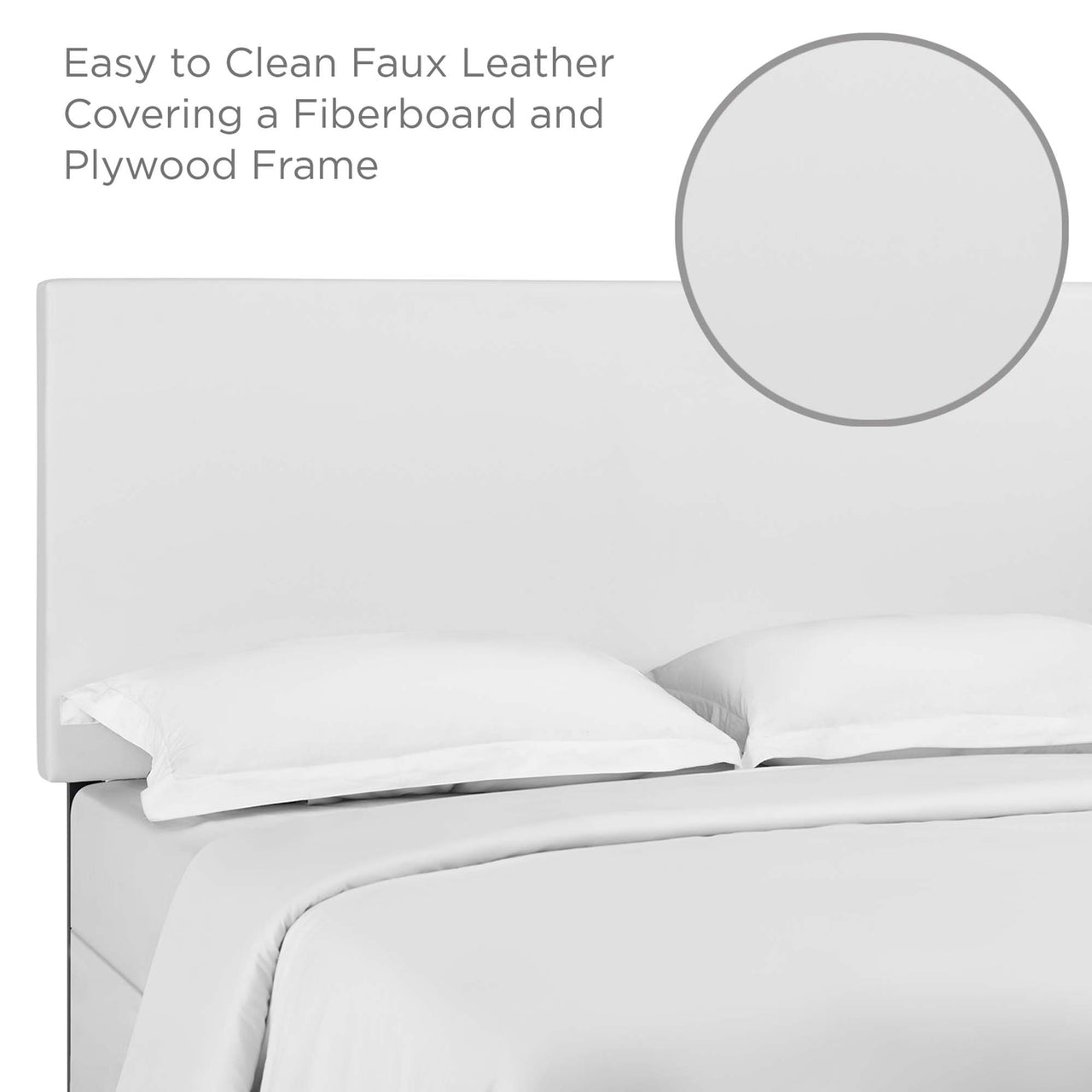 Tylea Faux Leather King and California King Headboard, White