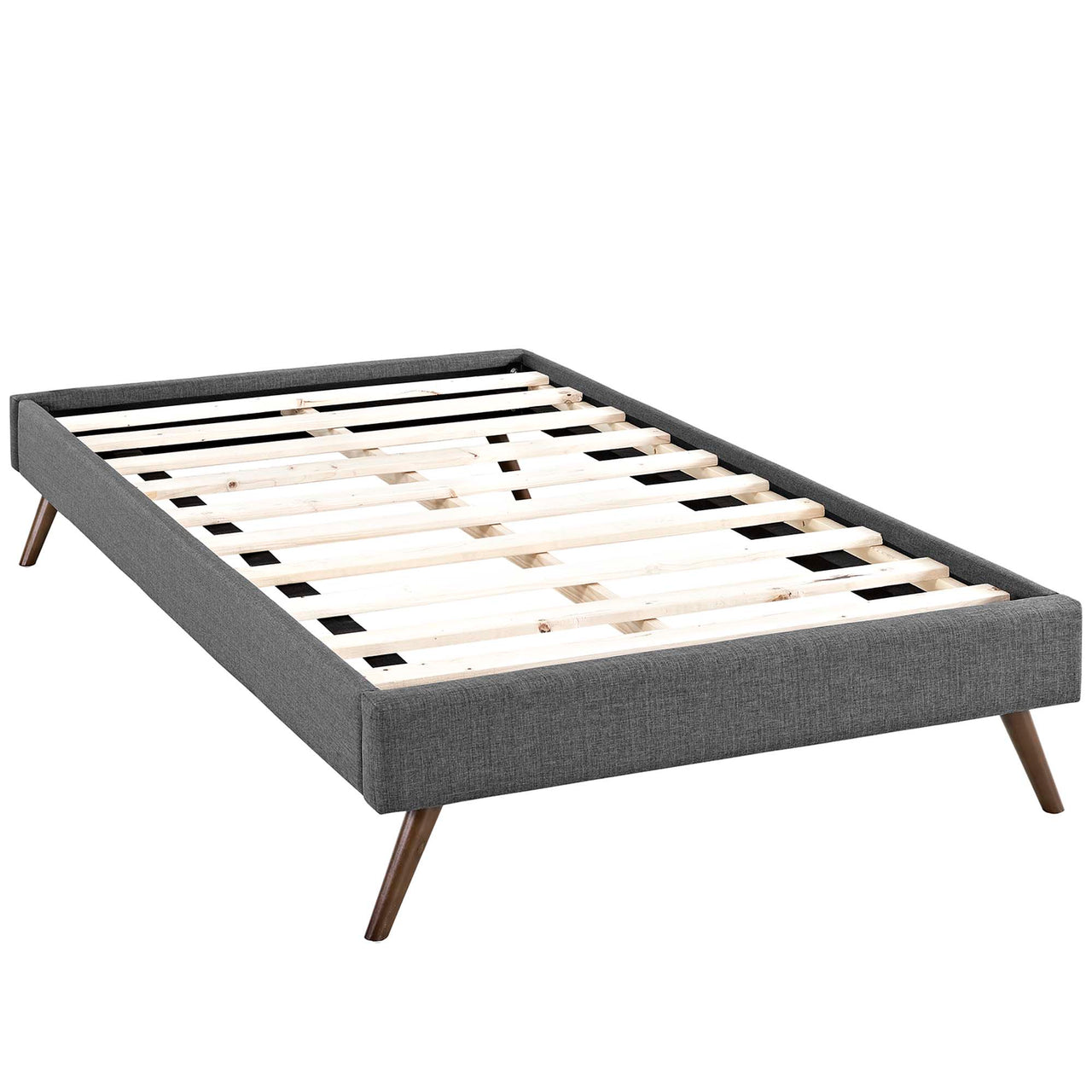 Atlasi Fabric Twin Bed Frame, Gray