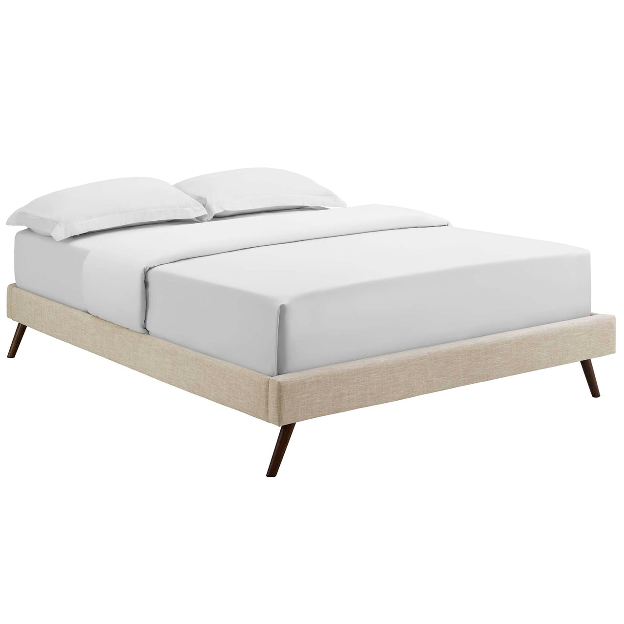 Atlasi Fabric Queen Bed Frame, Beige