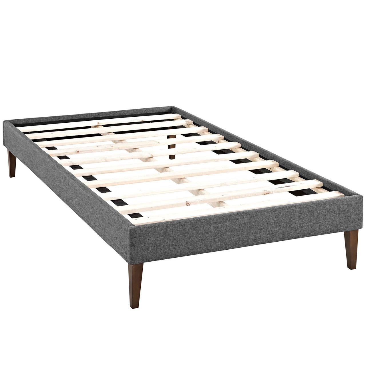 Tasha Fabric Twin Bed Frame, Gray