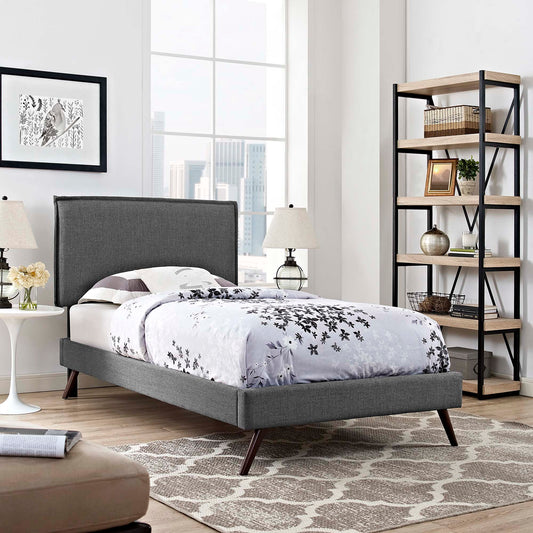 Alinna Fabric Twin Platform Bed, Gray
