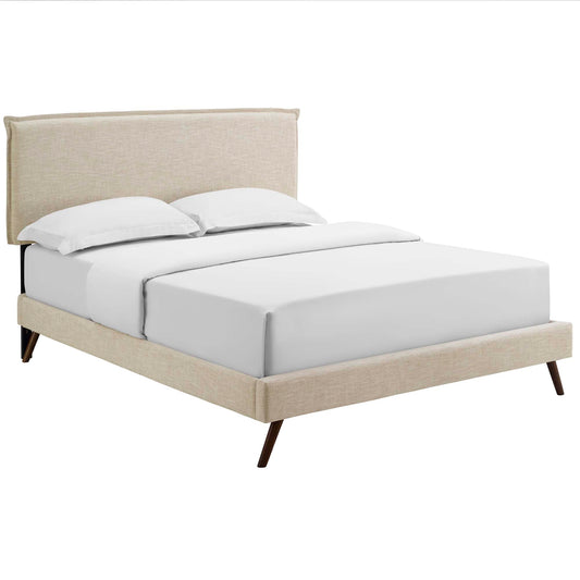 Alinna Fabric Queen Platform Bed, Beige
