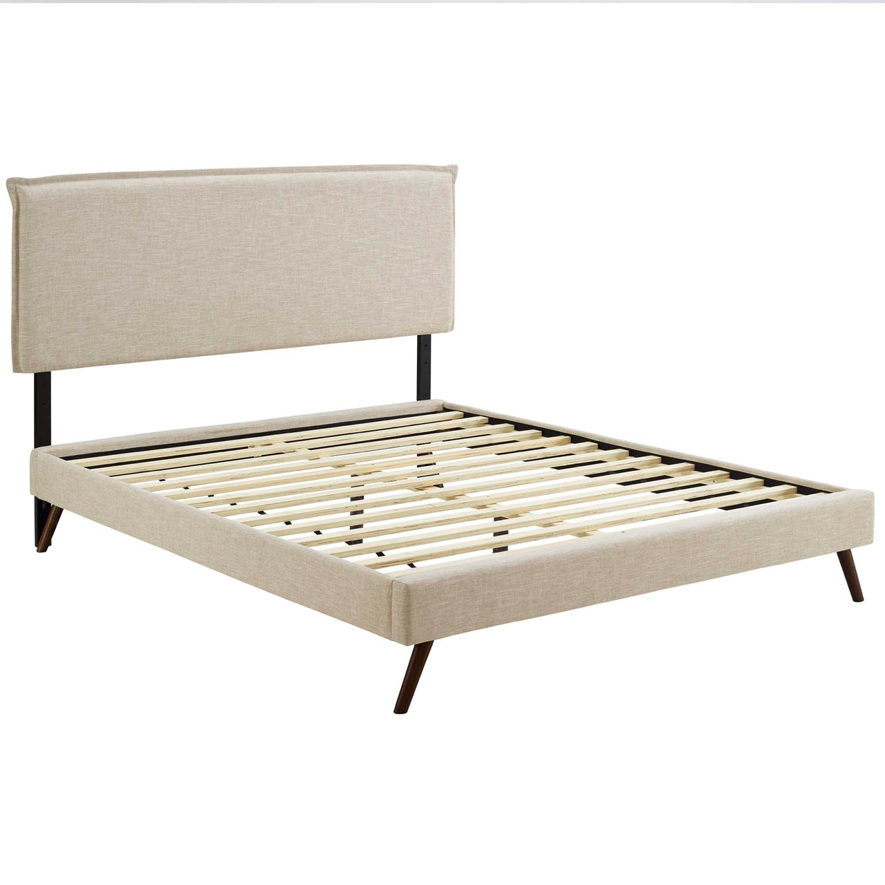 Alinna Fabric Queen Platform Bed, Beige