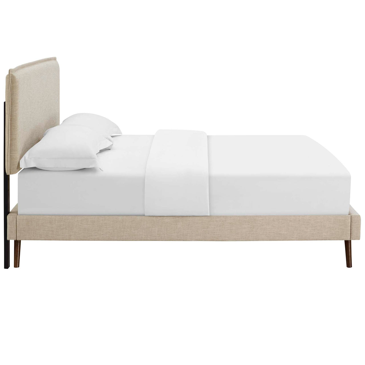Alinna Fabric Queen Platform Bed, Beige