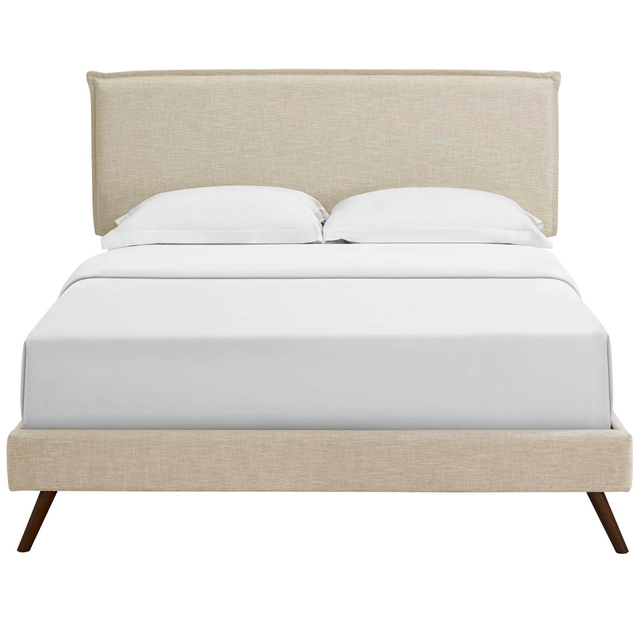 Alinna Fabric Queen Platform Bed, Beige