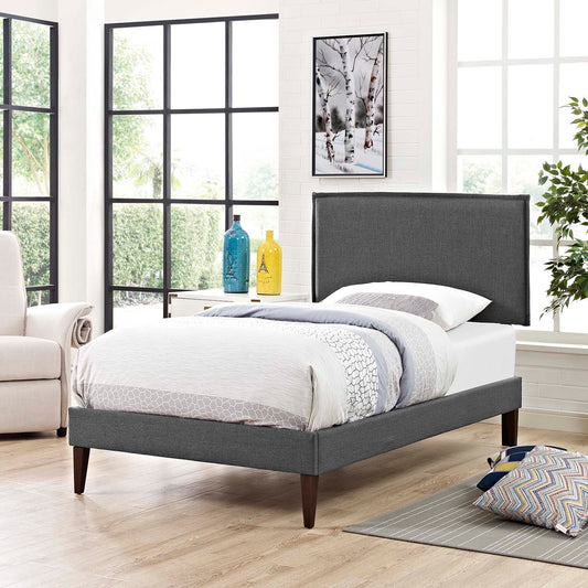 Alinna Fabric Twin Platform Bed, Gray
