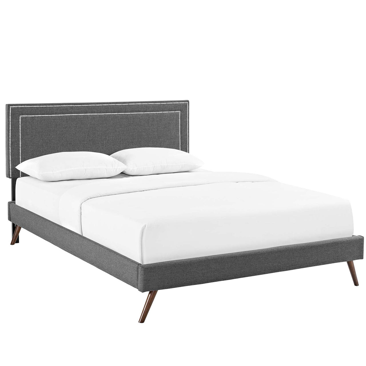 Maiden Fabric Queen Platform Bed, Wide, Gray