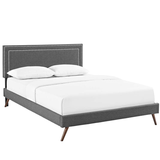 Maiden Fabric Queen Platform Bed, Wide, Gray
