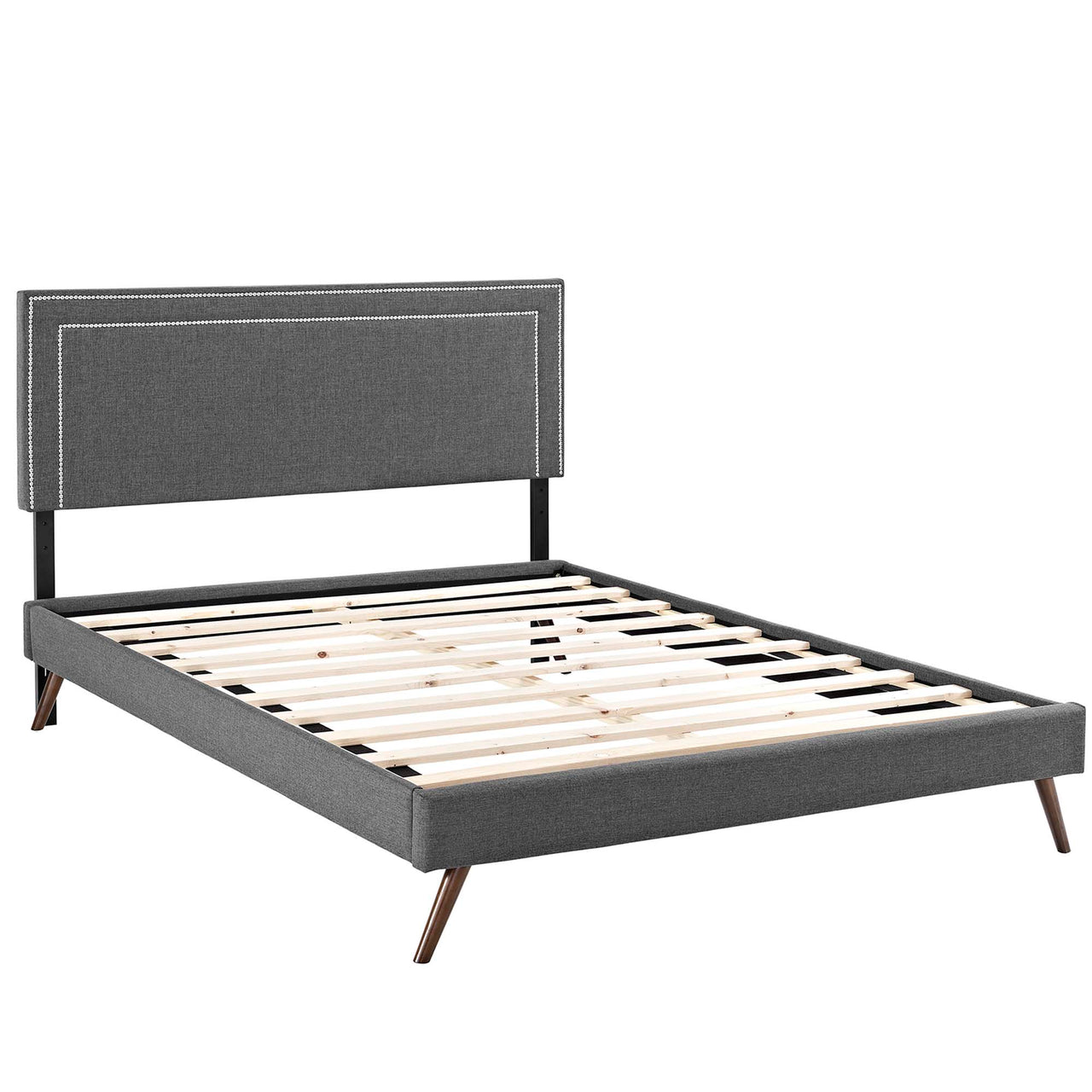 Maiden Fabric Queen Platform Bed, Wide, Gray