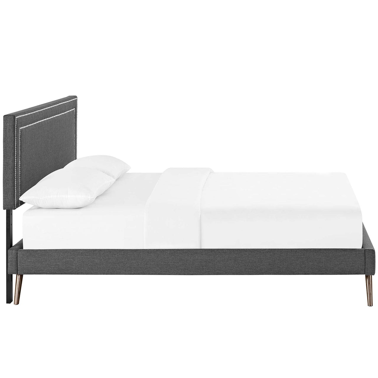 Maiden Fabric Queen Platform Bed, Wide, Gray