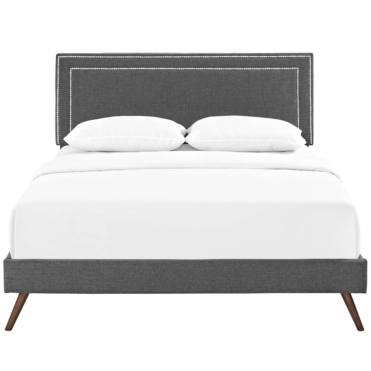Maiden Fabric Queen Platform Bed, Wide, Gray