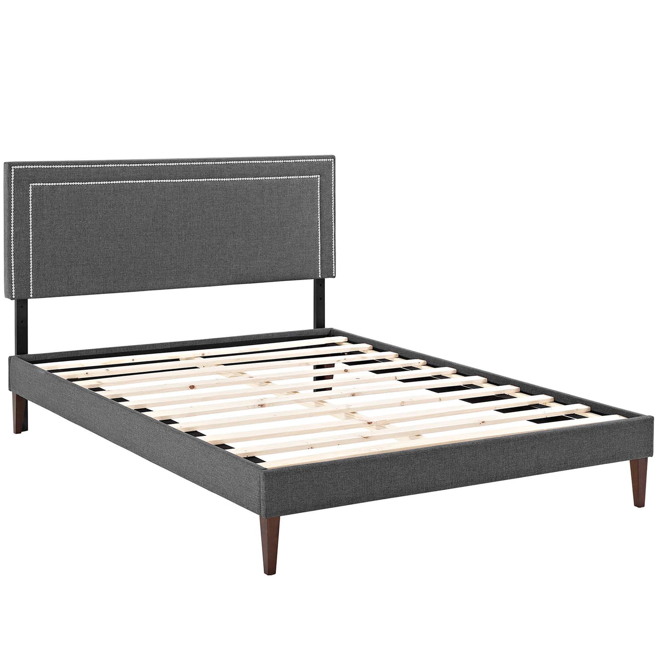Maiden Fabric Queen Platform Bed, Gray