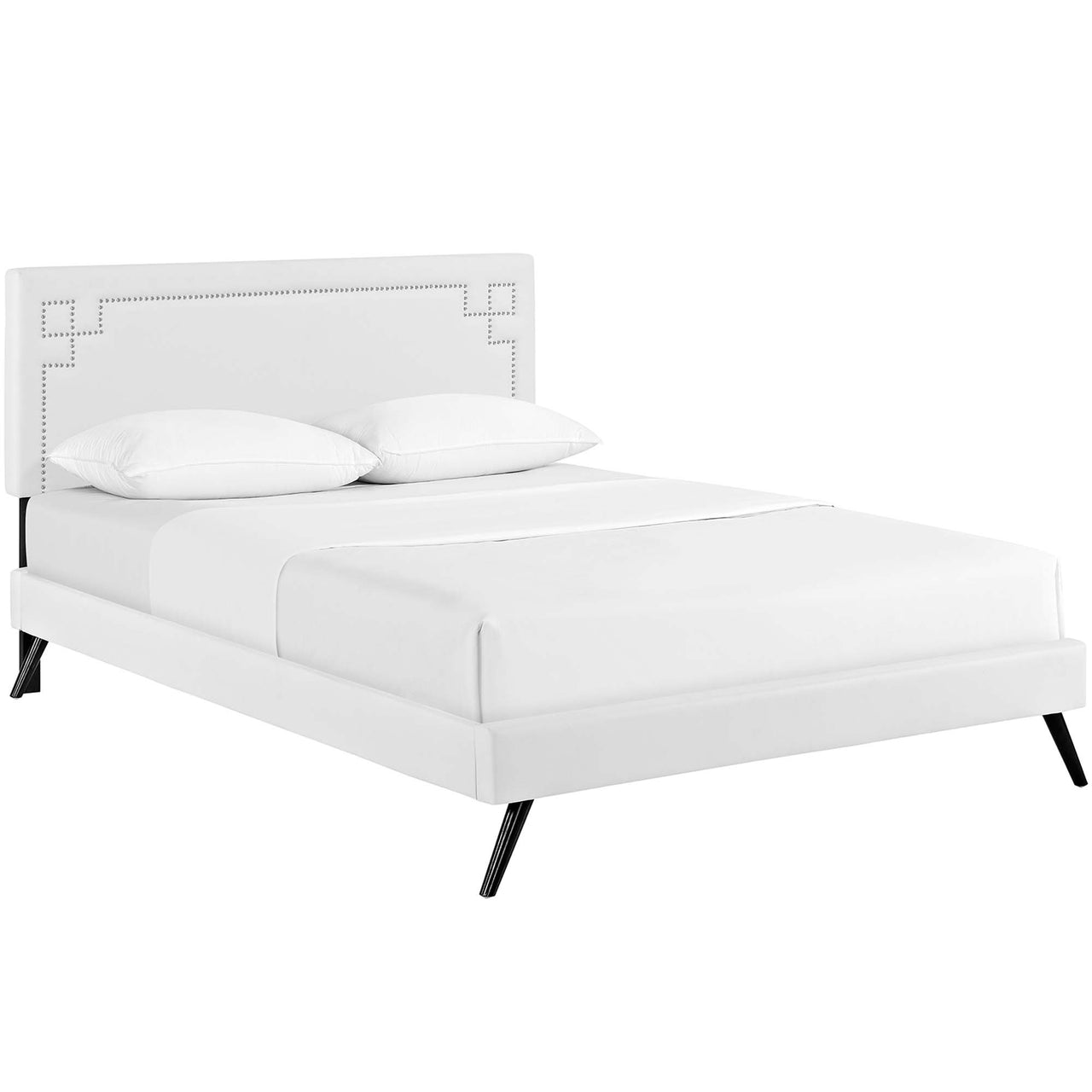 Xochi Eco-Leather Queen Platform Bed, White