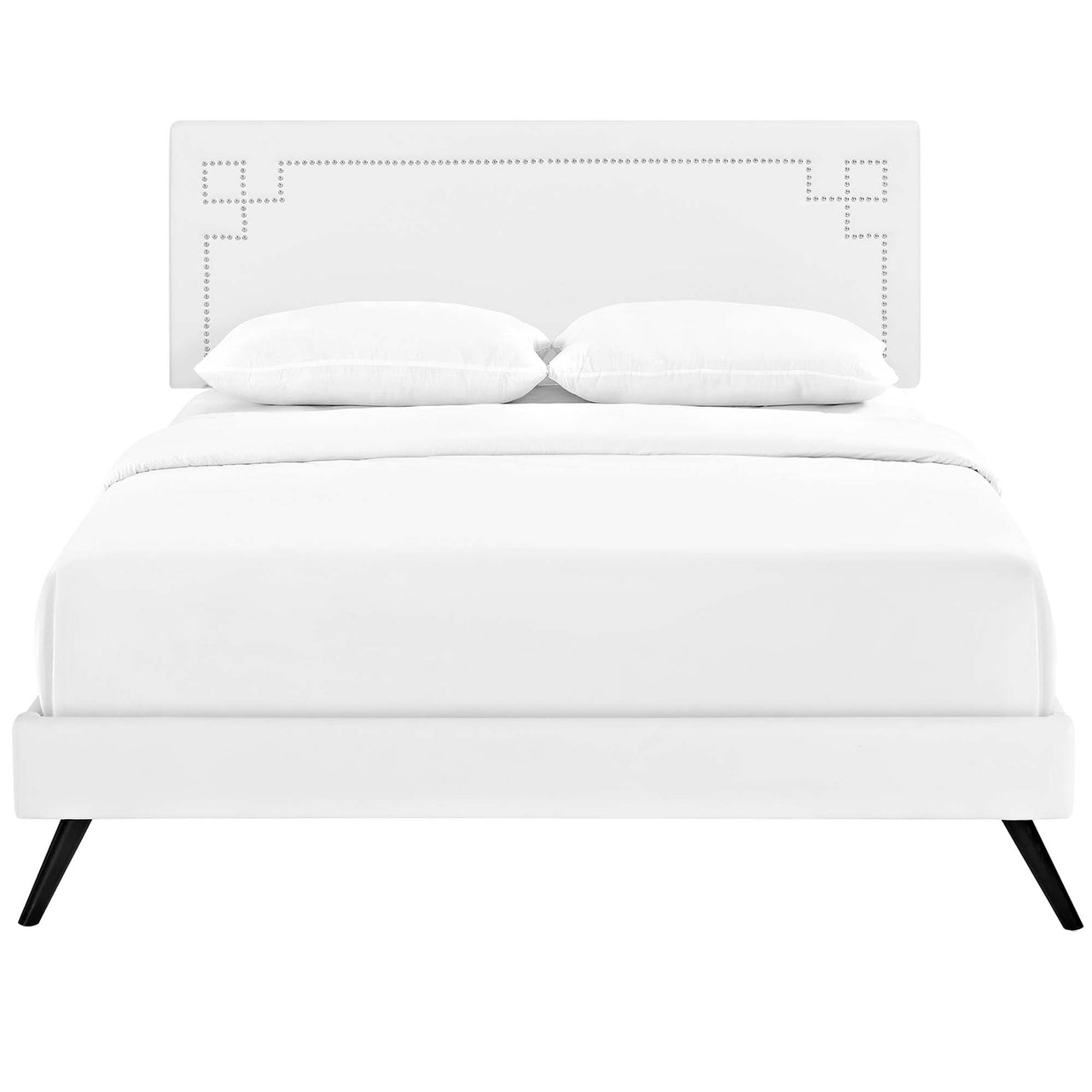 Xochi Eco-Leather Queen Platform Bed, White