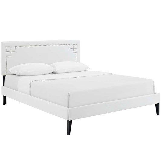 Xochi Eco-Leather Queen Platform Bed, White