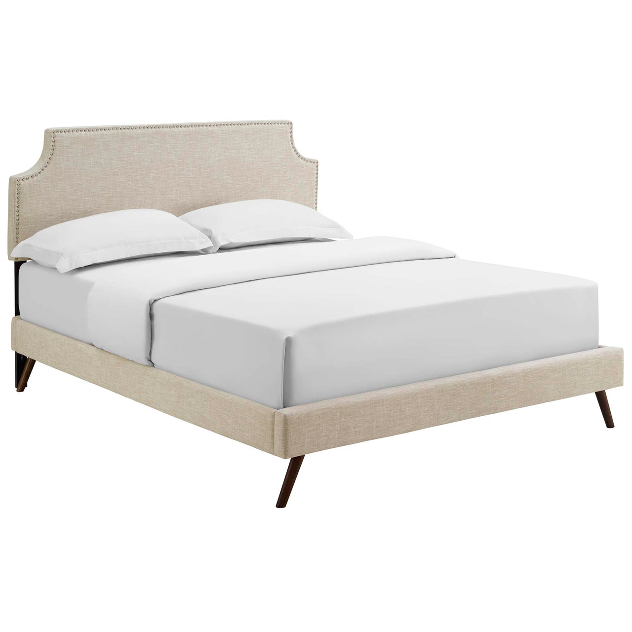 Corey Fabric Queen Platform Bed, Beige