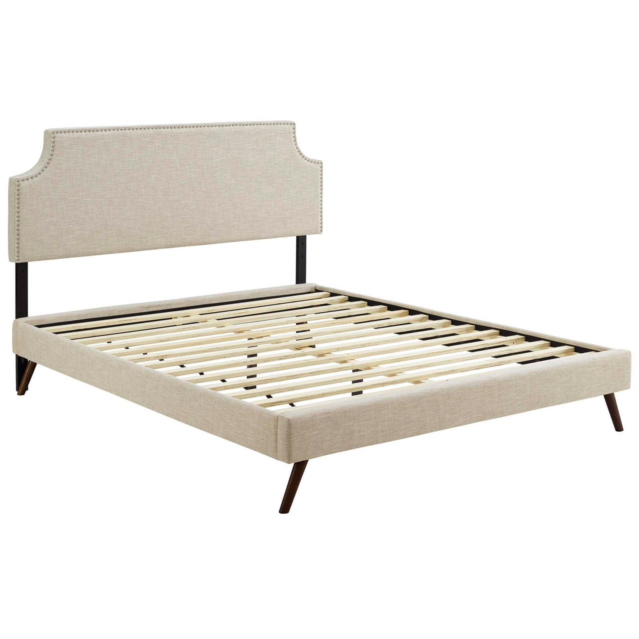 Corey Fabric Queen Platform Bed, Beige
