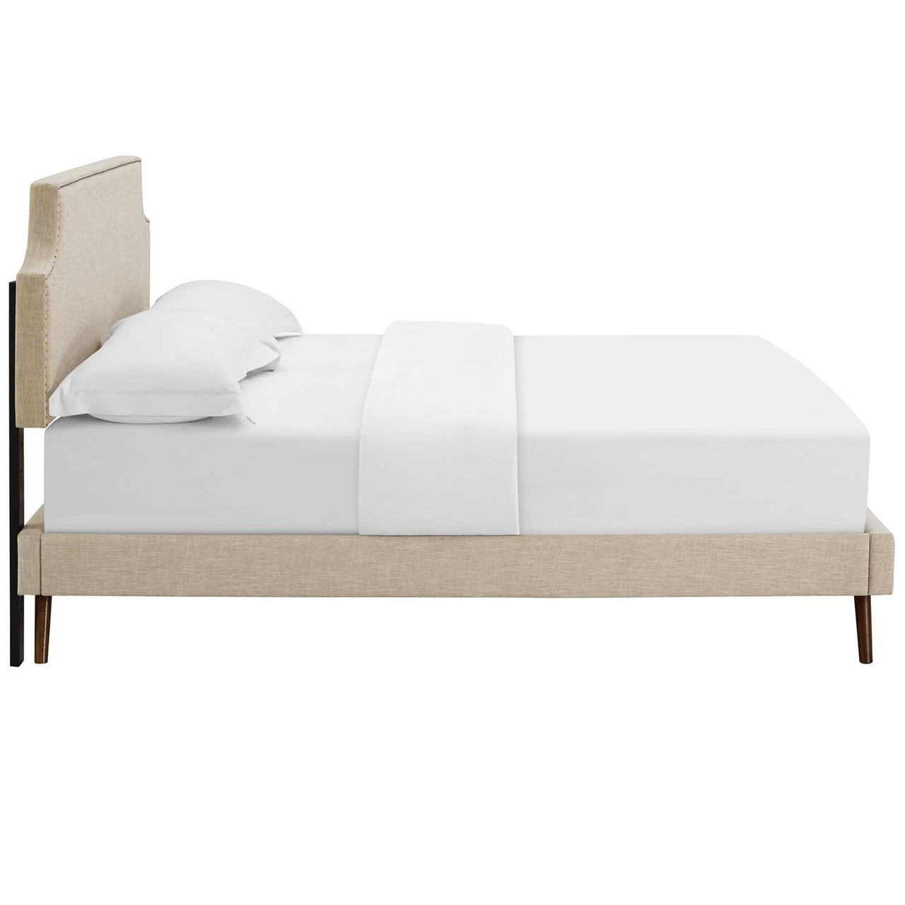 Corey Fabric Queen Platform Bed, Beige