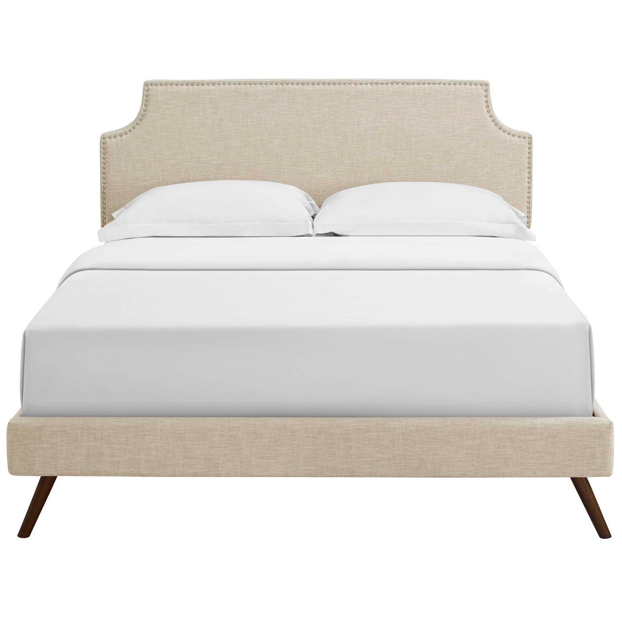 Corey Fabric Queen Platform Bed, Beige