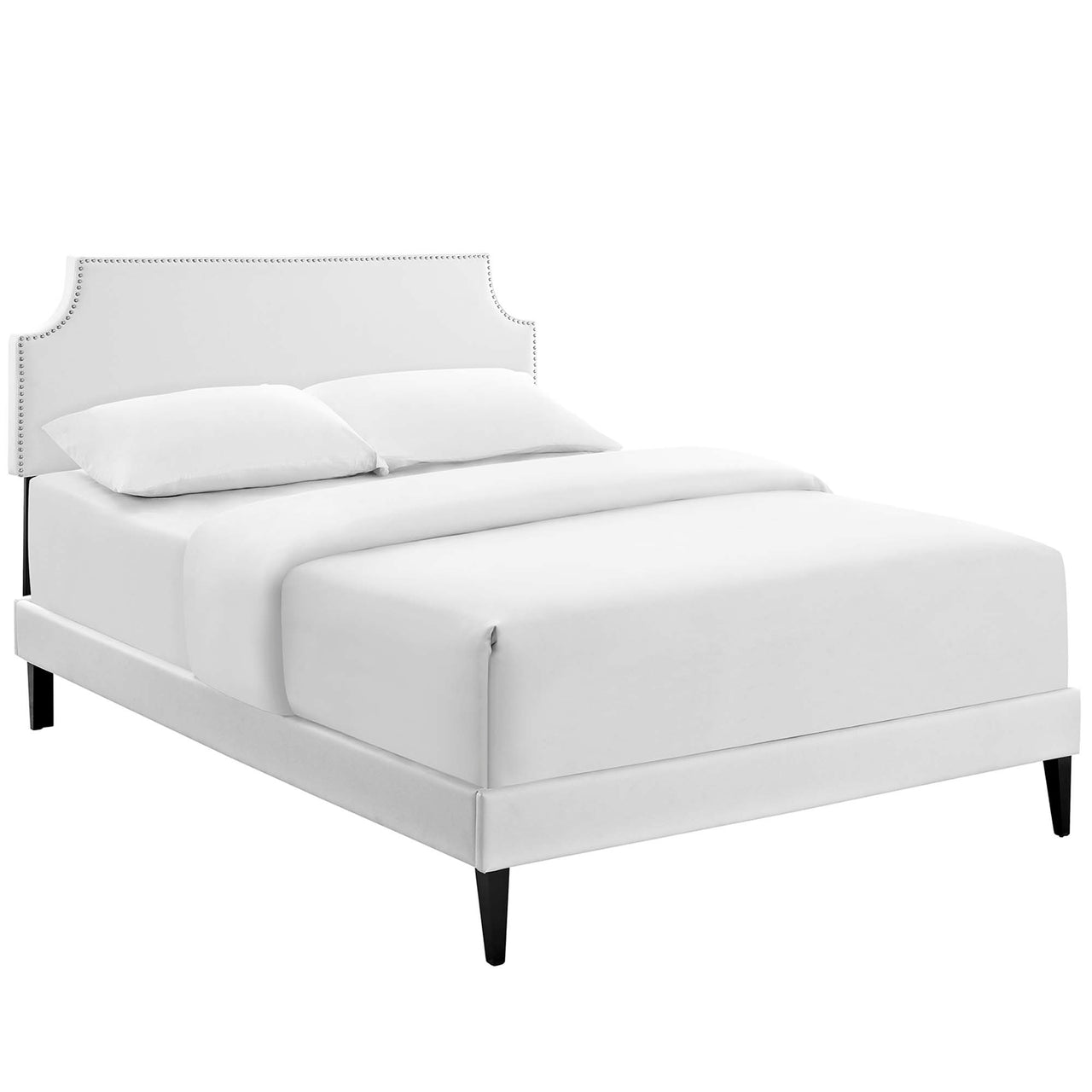 Corey Eco-Leather Full Platform Bed, White