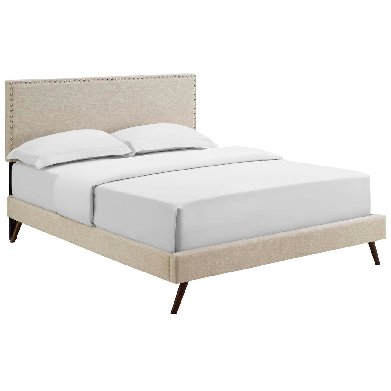 Marc Fabric Queen Platform Bed, Beige