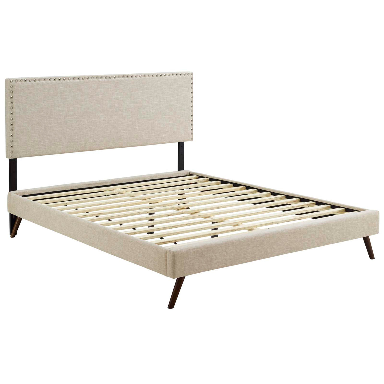Marc Fabric Queen Platform Bed, Beige