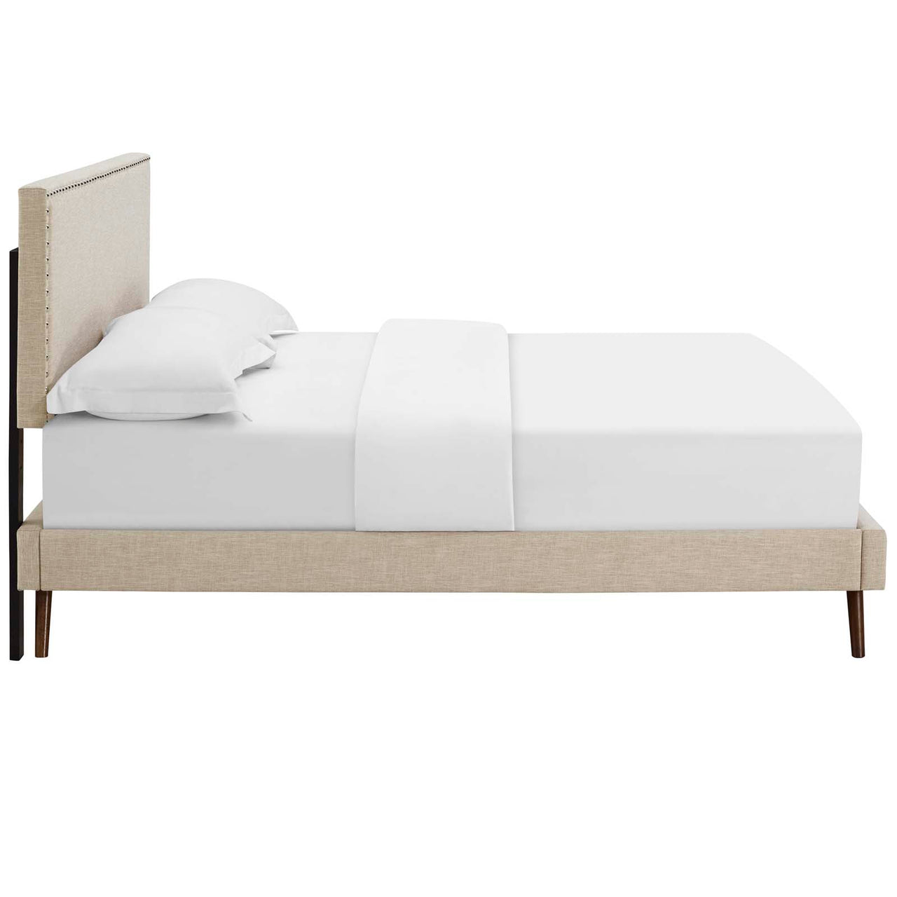 Marc Fabric Queen Platform Bed, Beige