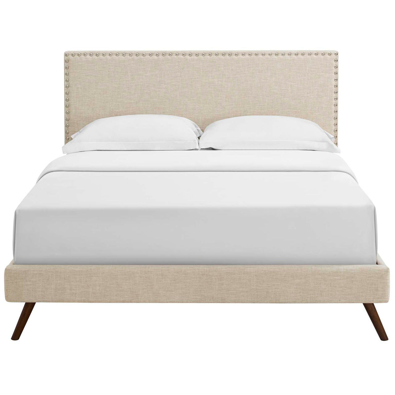 Marc Fabric Queen Platform Bed, Beige