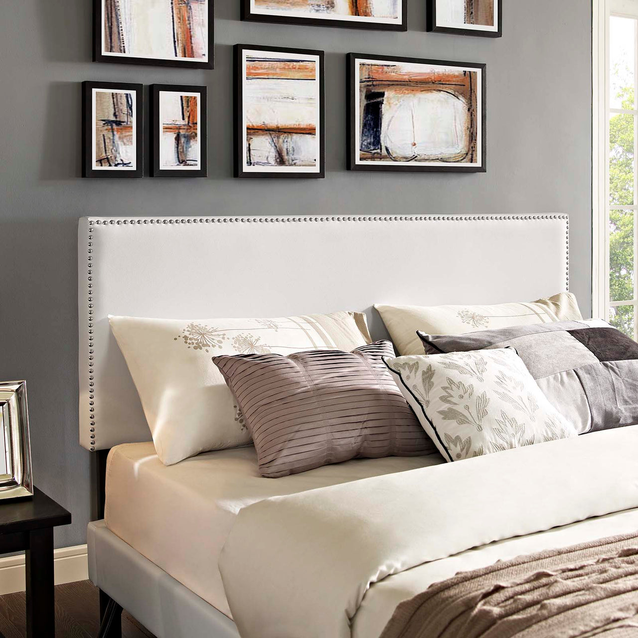 Marc Eco-Leather King Platform Bed, White