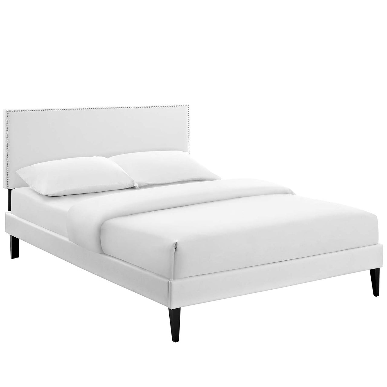 Marc Eco-Leather Full Platform Bed, White