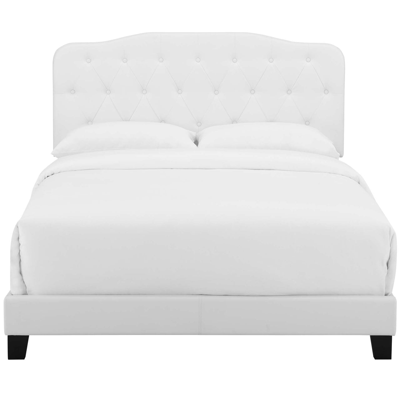 Elira Faux Leather Queen Bed, White
