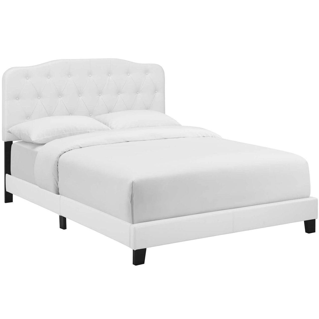 Elira Faux Leather King Bed, White