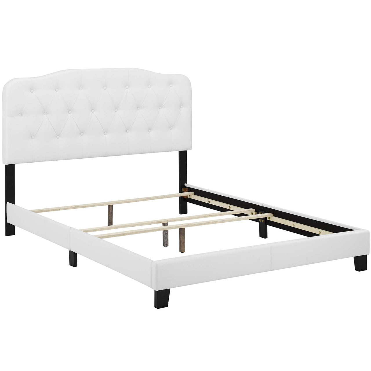 Elira Faux Leather King Bed, White