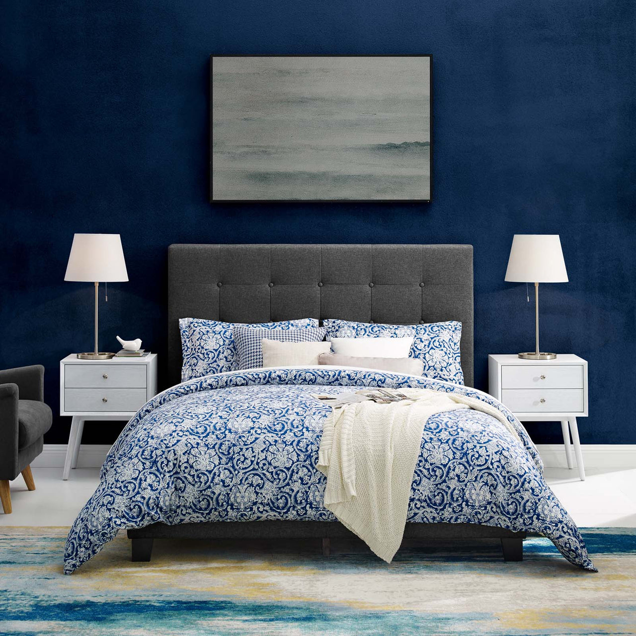 Melissa Fabric King Platform Bed, Gray