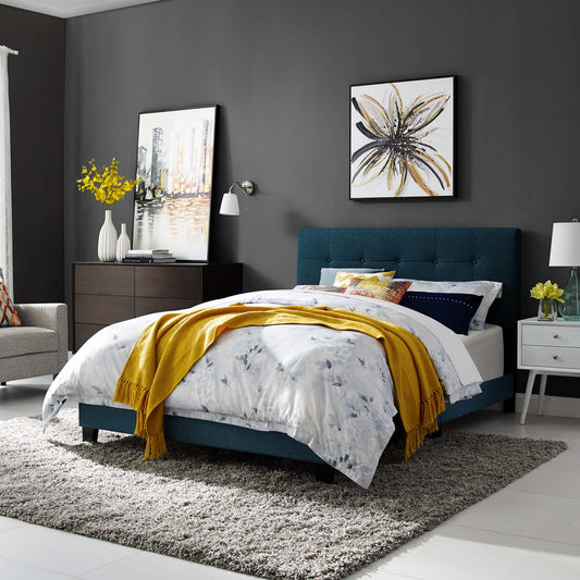 Amirada Fabric Twin Bed, Azure
