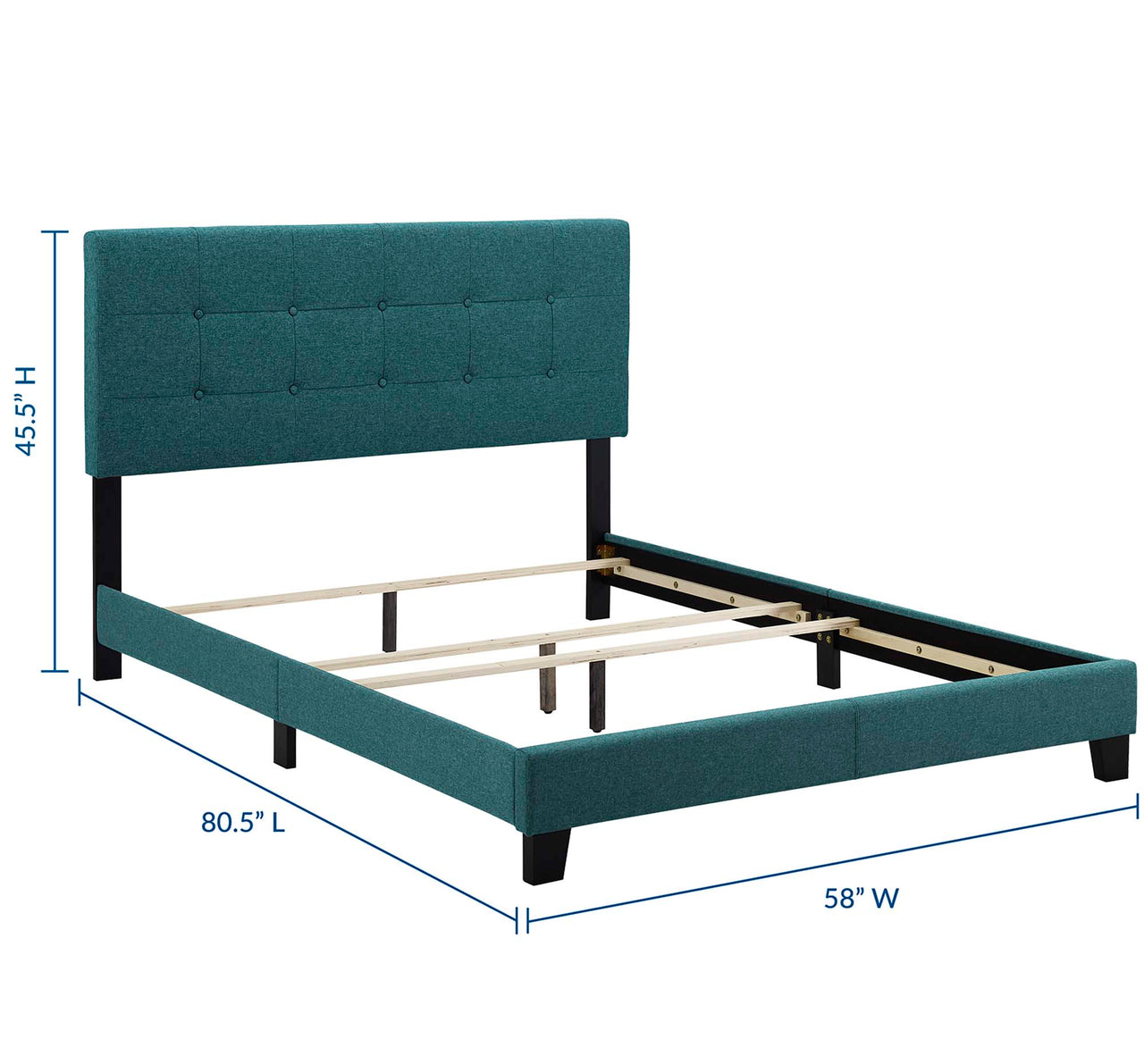 Amirada Fabric Full Bed, Teal