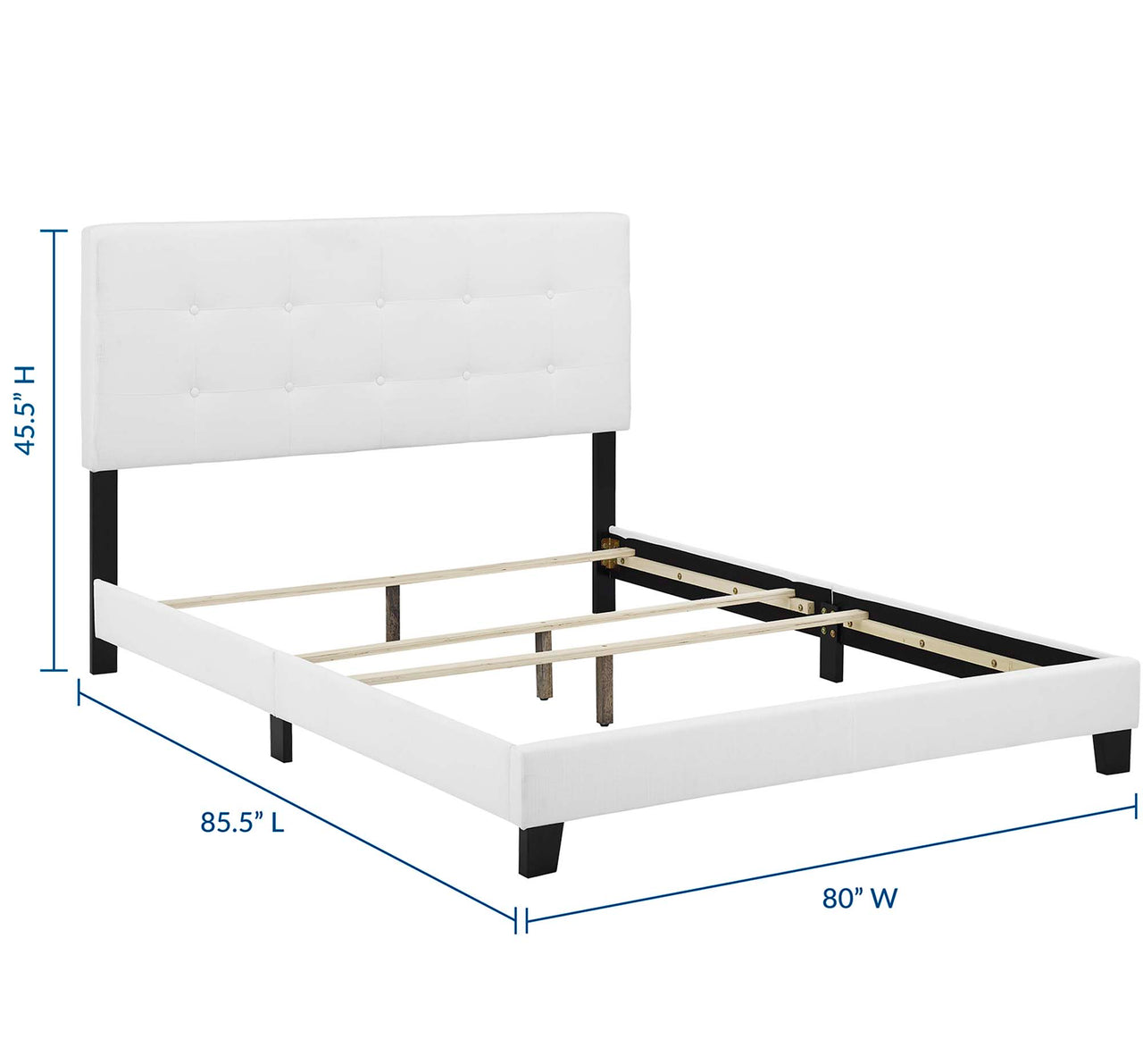 Amirada Fabric King Bed, White