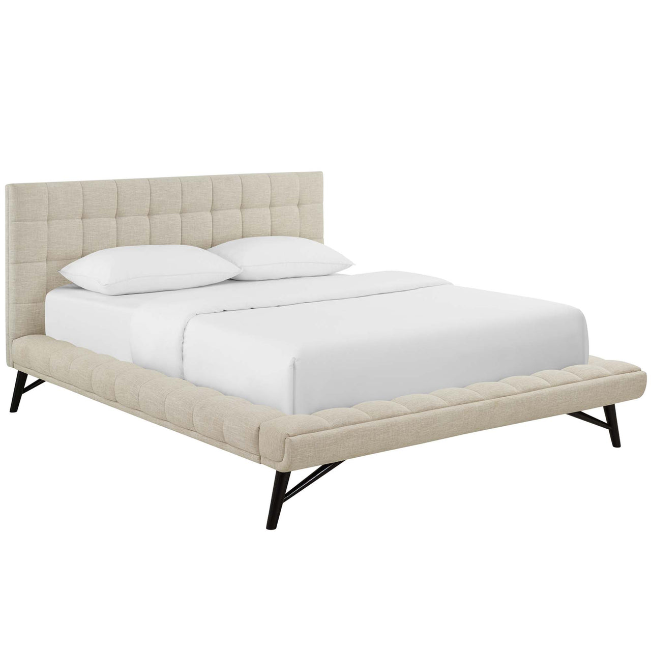Ridge Fabric Queen Platform Bed, Beige
